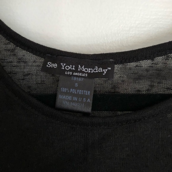 SEE YOU MONDAY Black Poncho Fringe Top - Picture 2 of 5